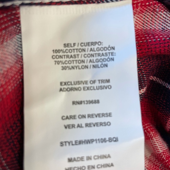 Hint of Mint Red Plaid Button Down Shirt Light Flannel & Lace - Picture 7 of 12